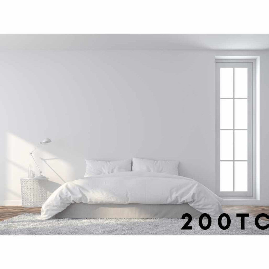 200TC 100% Cotton Luxury Bedding Set - Breathable, Machine Washable, White - Multiple Sizes"