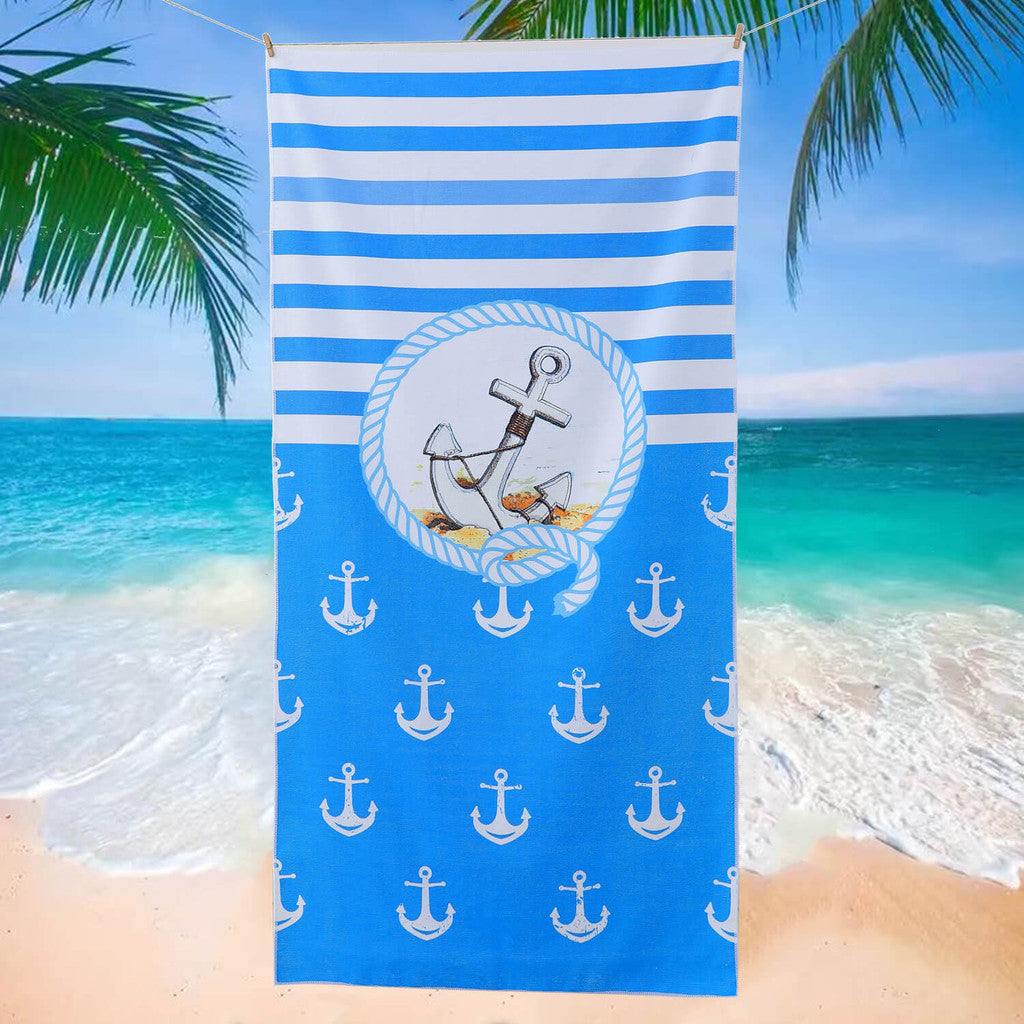 Nautical Ship Anchor Design Beach Towel