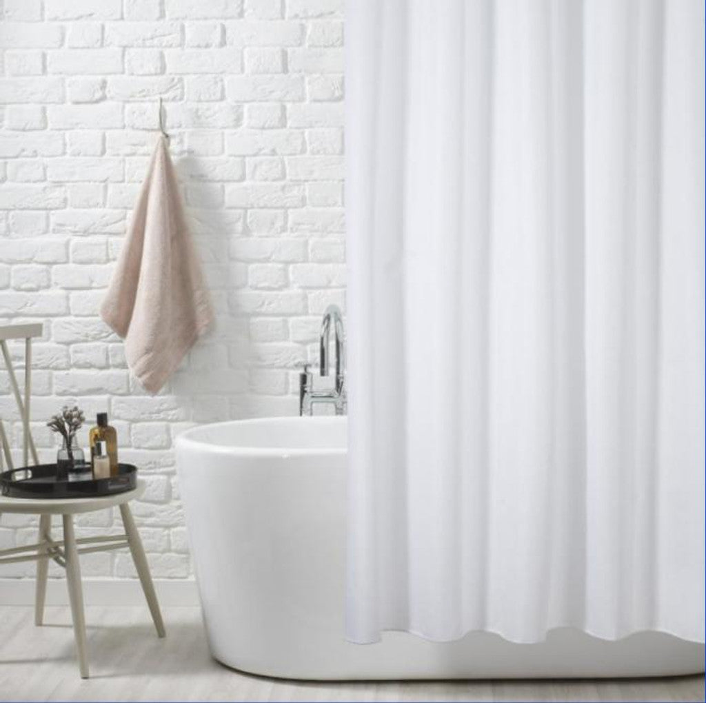 Classic White Shower Curtain with Steel Eyelet - Waterproof & Antifungal Treatment - Easy to Install - 180x180 cm