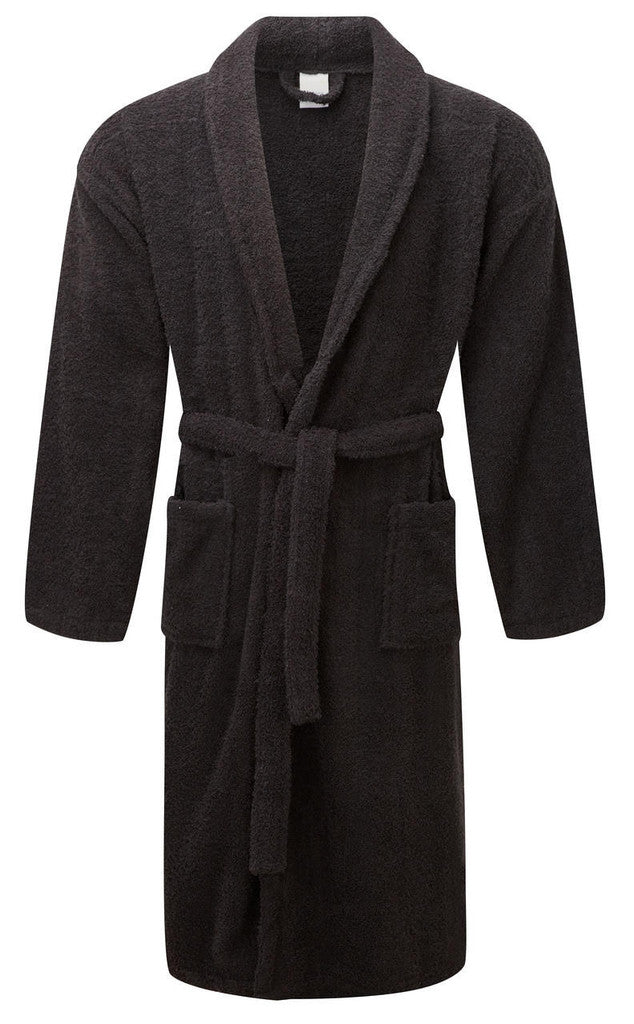 Premium Black 100% Cotton Terry Towelling Bath Robe - XL Size | Highly Absorbent, Durable, and Luxuriously Soft | Ideal for Hotels, Spas, and Home Use