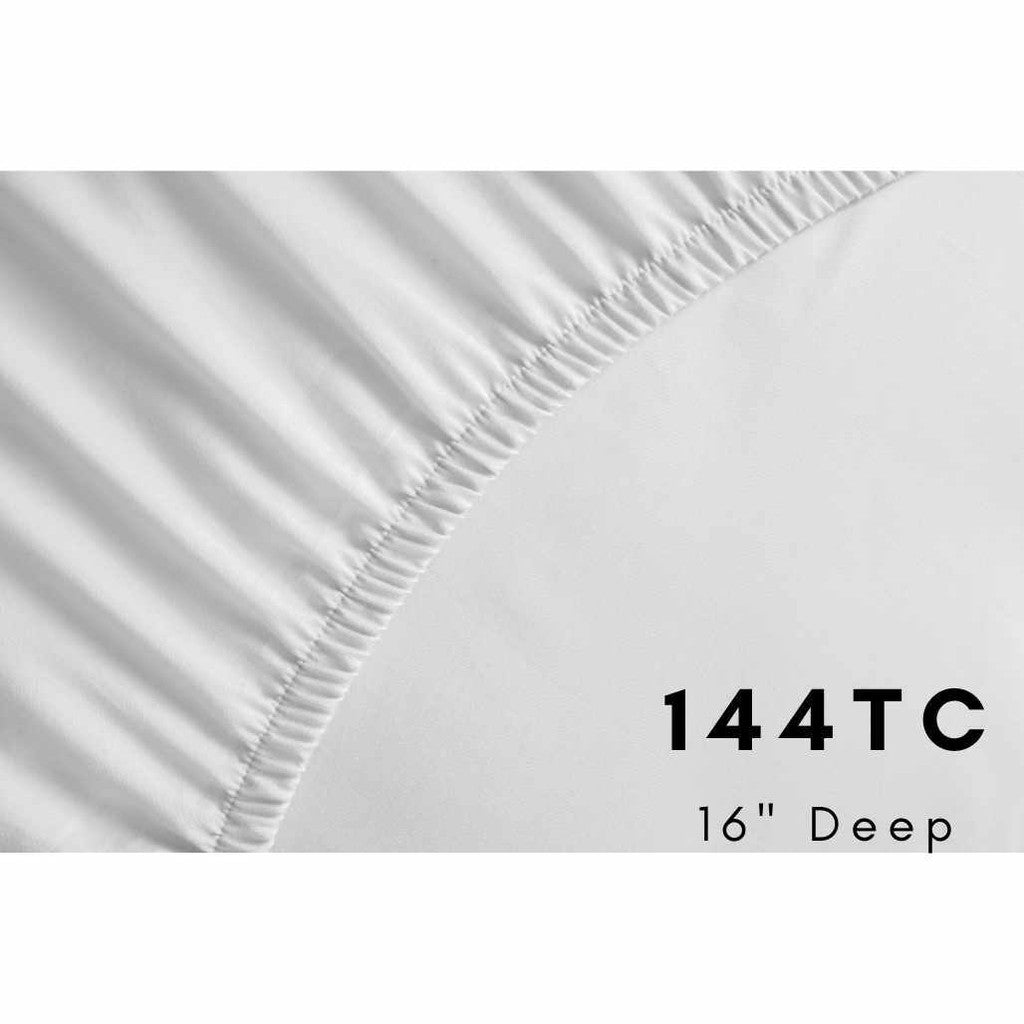 High Quality 144 Thread Count Extra Deep Fitted Sheet - 16" Depth - Polyester/Cotton Blend - Machine Washable