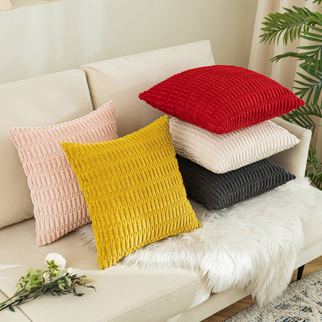 "Set of 2 Cushions with New Corduroy Design Covers - 45x45cm - Includes Inserts"