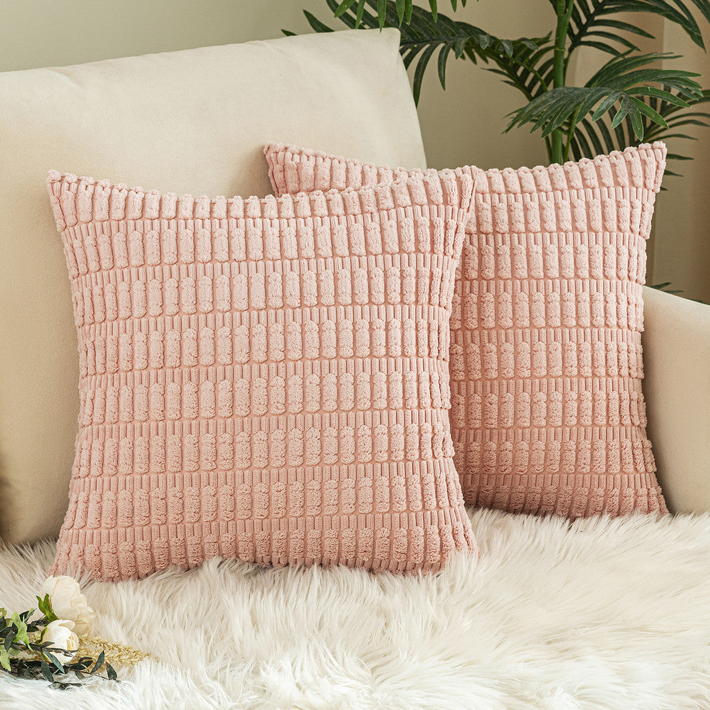 "Set of 2 Cushions with New Corduroy Design Covers - 45x45cm - Includes Inserts"