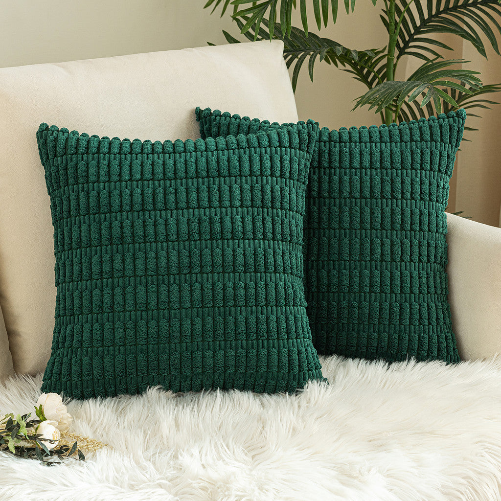 "Set of 2 Cushions with New Corduroy Design Covers - 45x45cm - Includes Inserts"