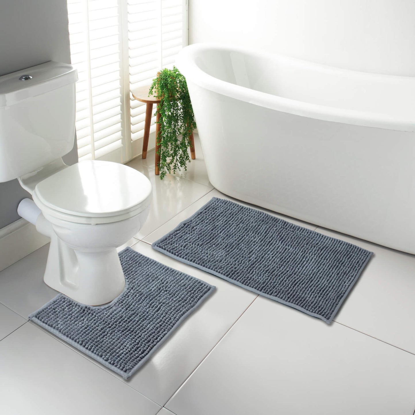 Luxury 1000 GSM Chenille Microfiber Bath Mat and Pedestal Set