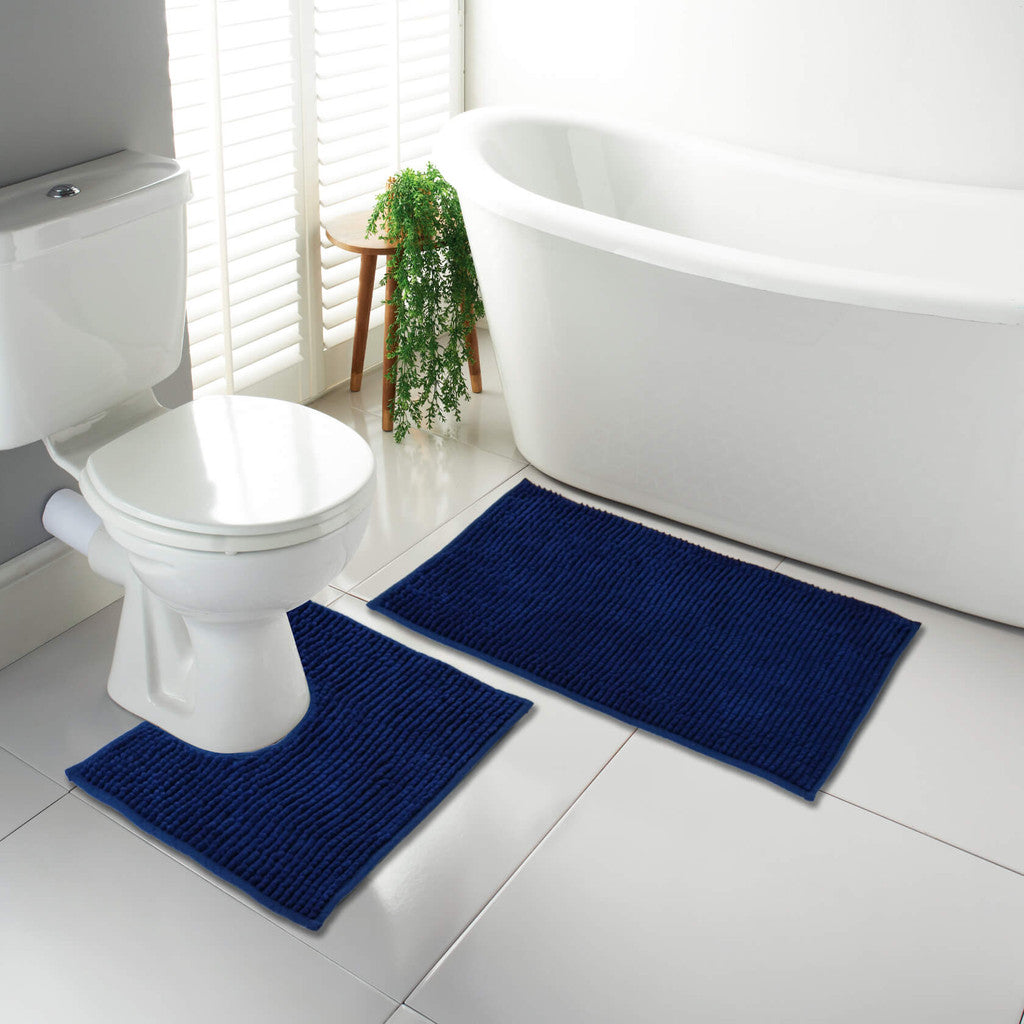 Luxury 1000 GSM Chenille Microfiber Bath Mat and Pedestal Set