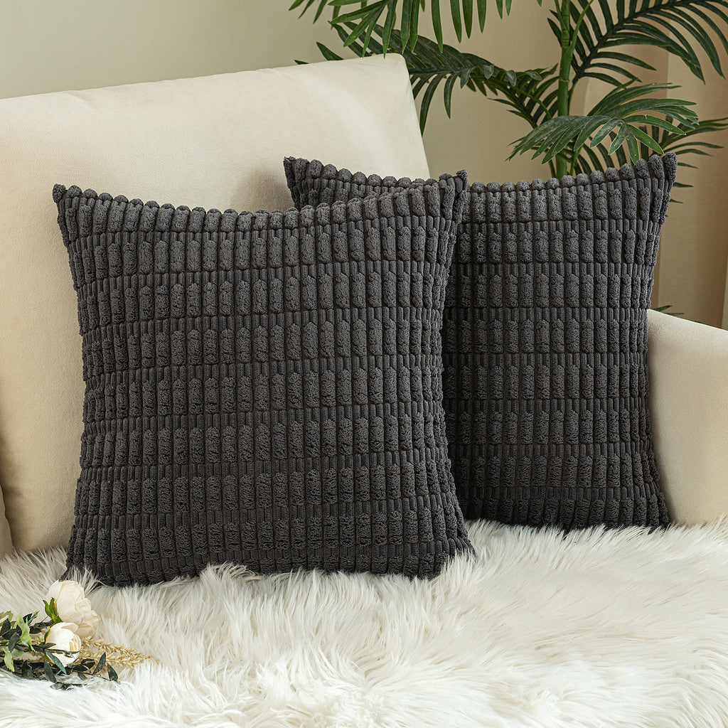 "Set of 2 Cushions with New Corduroy Design Covers - 45x45cm - Includes Inserts"