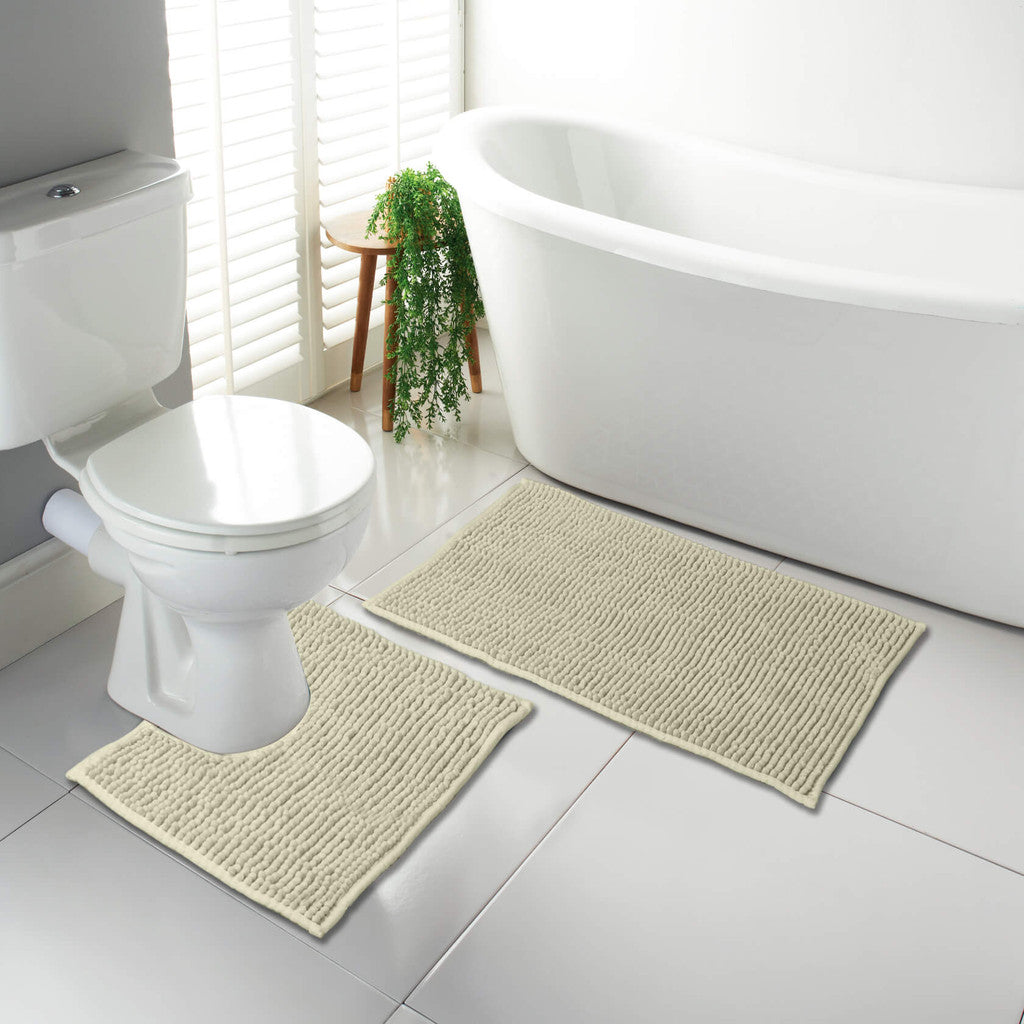 Luxury 1000 GSM Chenille Microfiber Bath Mat and Pedestal Set