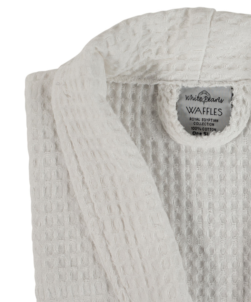 XL Size 100% Cotton Lightweight Waffle Dressing Gown - Shawl Collar, Ideal for Shower Drying