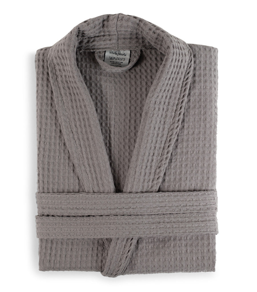 XL Size 100% Cotton Lightweight Waffle Dressing Gown - Shawl Collar, Ideal for Shower Drying